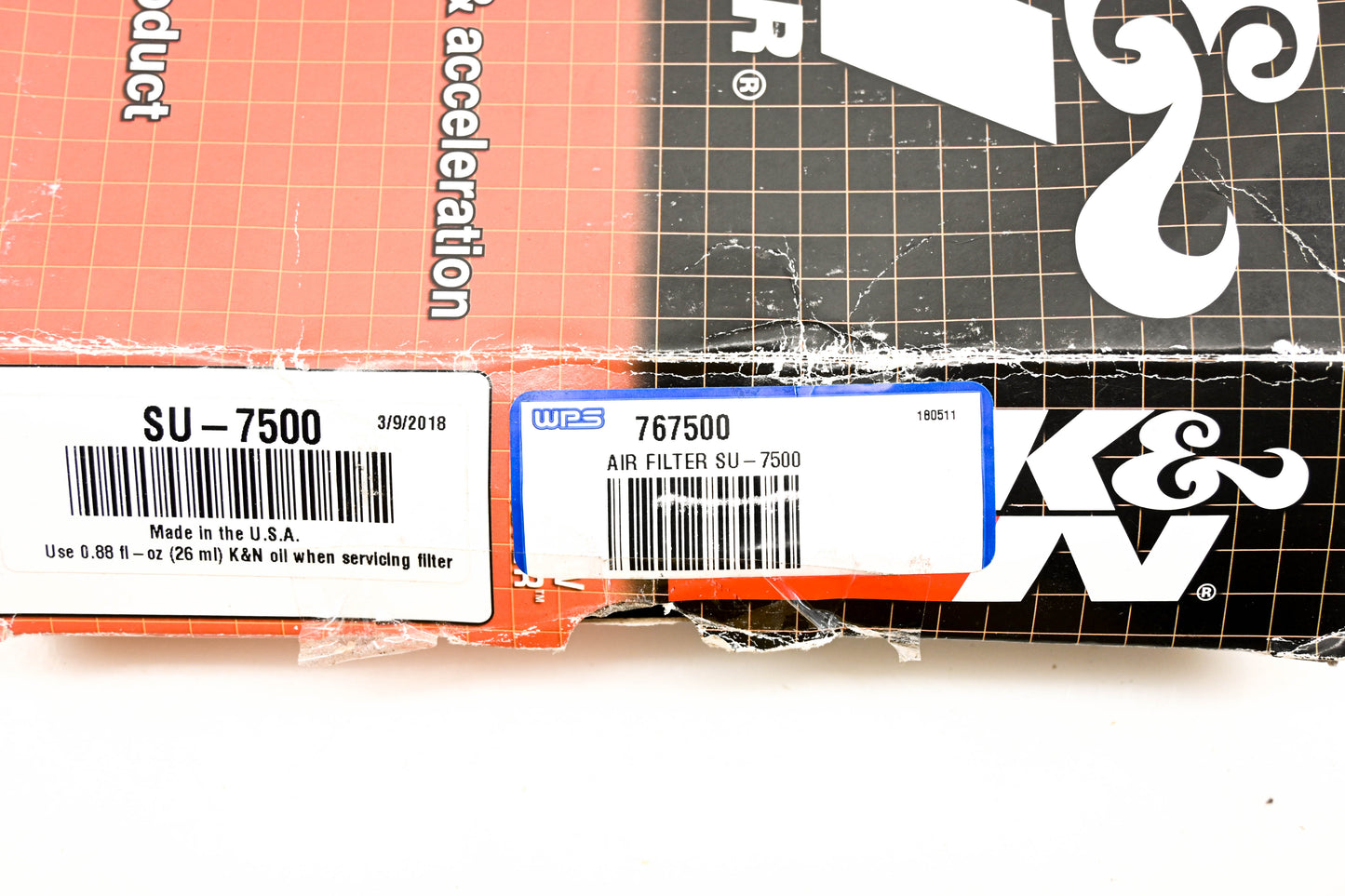 K&N SU-7500, 767500 Air Filter NOS