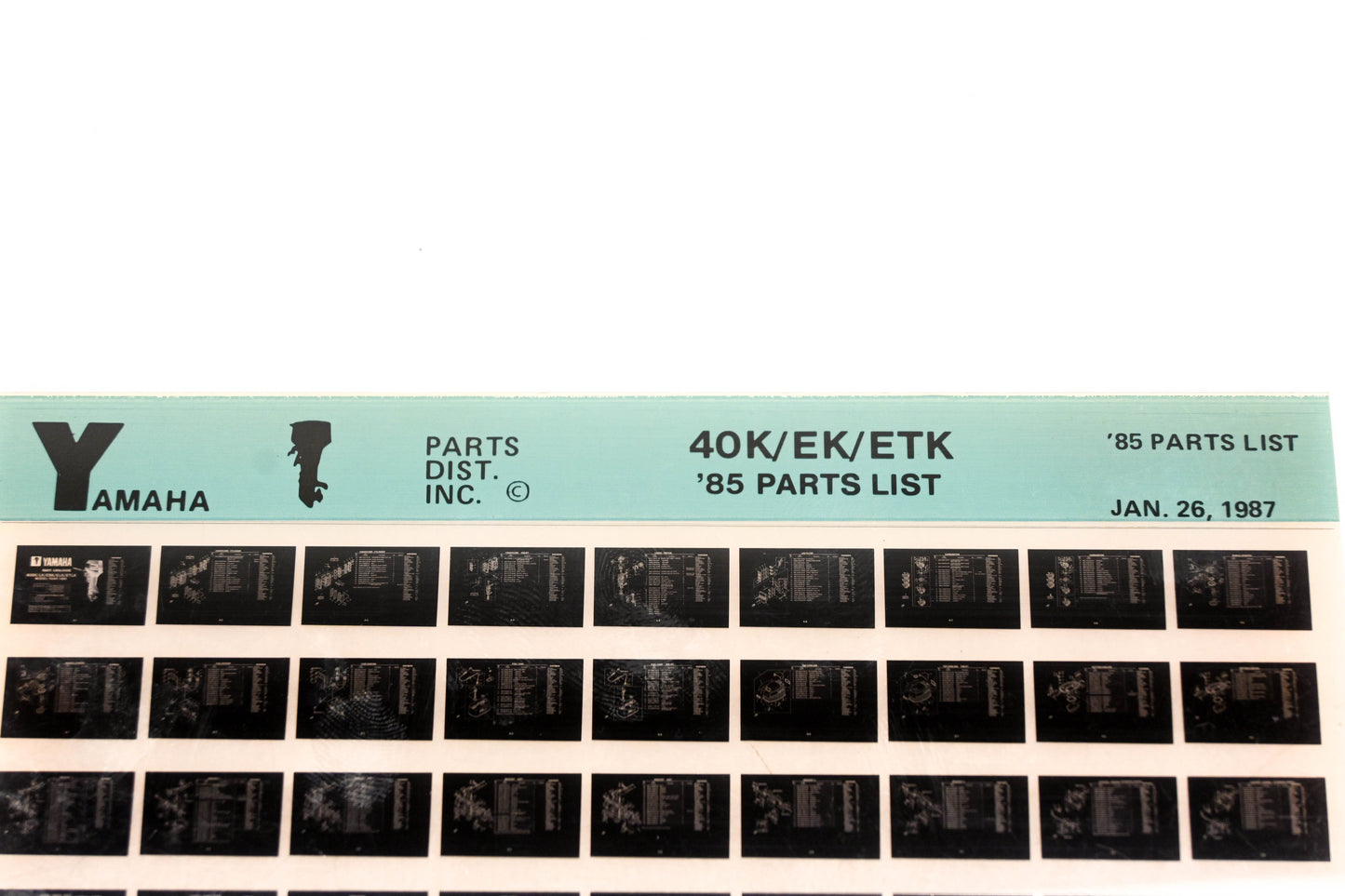 OEM Yamaha LB016-19 1985 40K/EK/ETK Parts List Microfiche