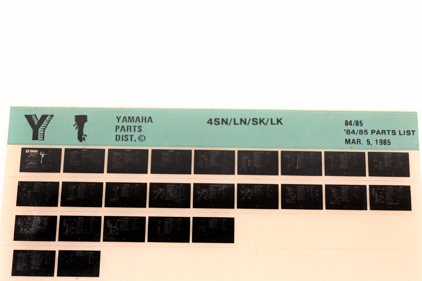 OEM Yamaha LB016-32 1984-85 4SN/LN/SK/LK Parts List Microfiche