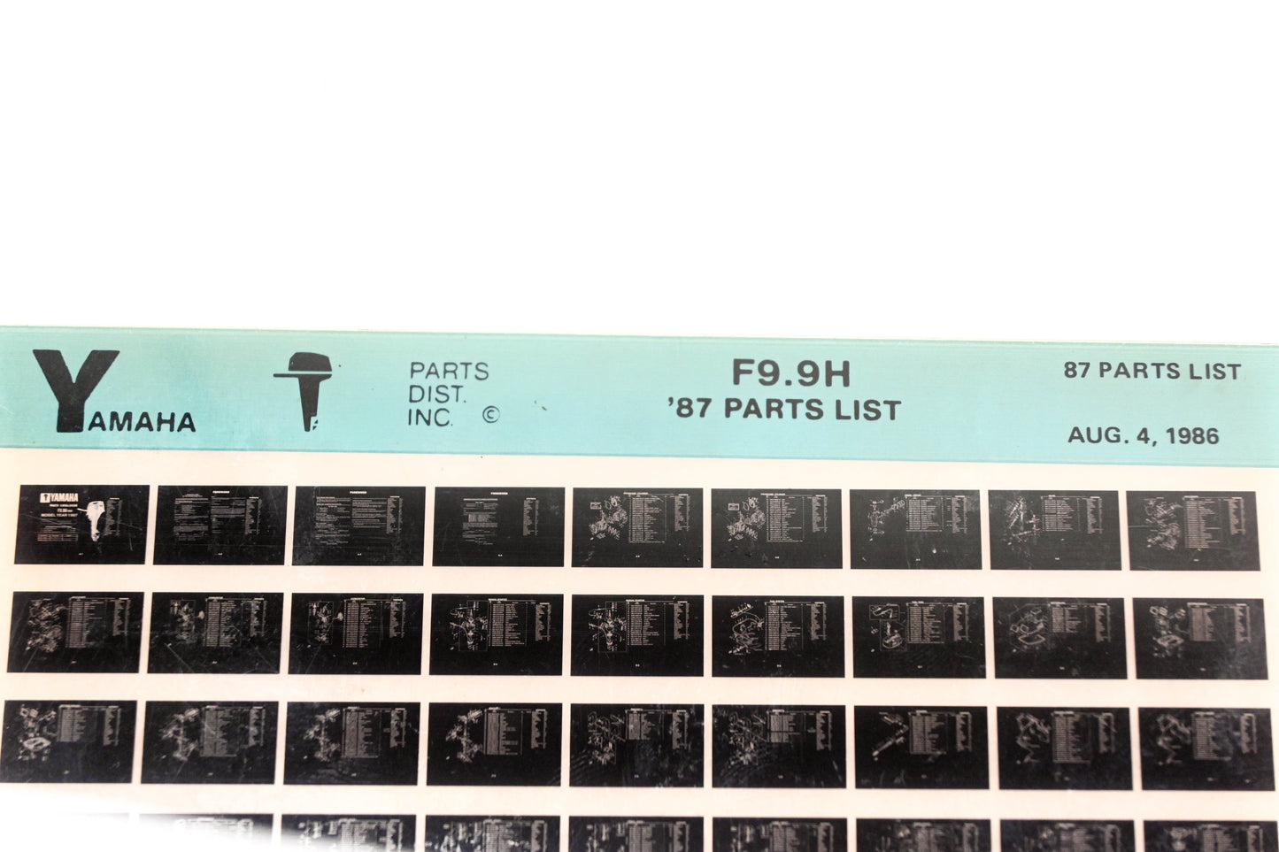 OEM Yamaha LB016-41 1987 F9.9H Parts List Microfiche