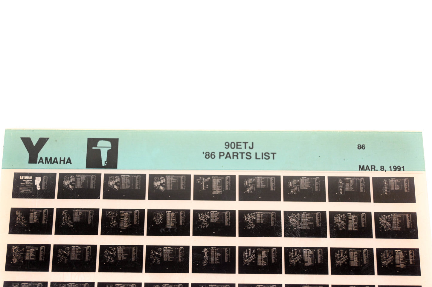 OEM Yamaha LB018-14 1986 90ETJ Parts List Microfiche