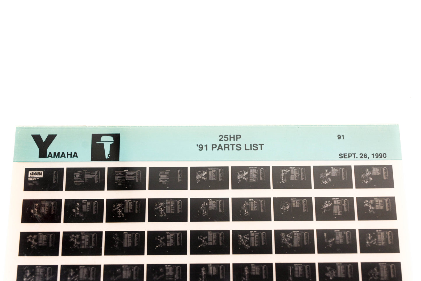 OEM Yamaha LB024-25 1991 Outboard 25HP Parts List Microfiche