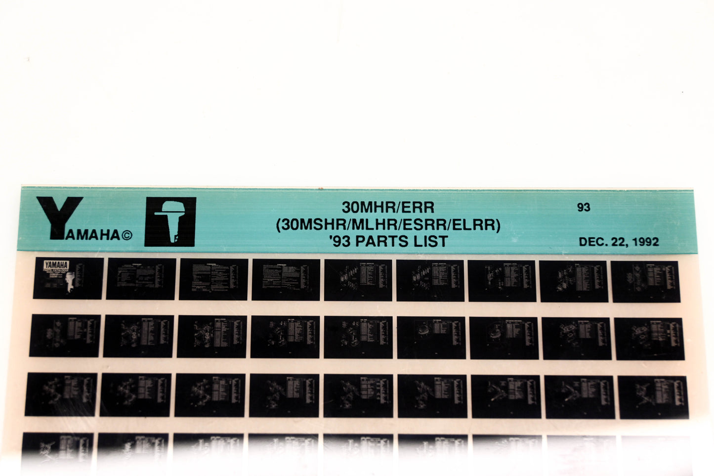 OEM Yamaha YN005-36 1993 30MHR/ERR (30MSHR/MLHR/ESRR/ELRR) Parts List Microfiche