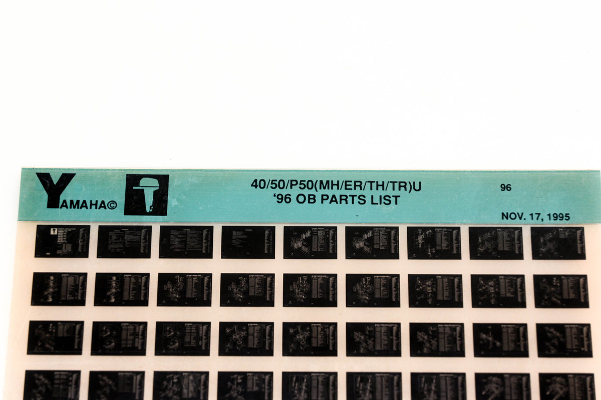 OEM Yamaha YN021-63 1996 40/50/P50(MH/ER/TH/TR)U Outboard Parts List Microfiche