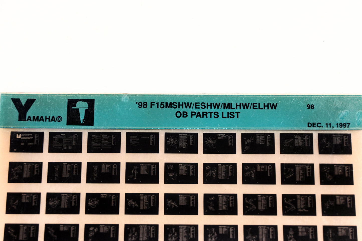 OEM Yamaha YN020-27 1998 F15MDHW/ESHW/MLHW/ELHW Parts List Microfiche