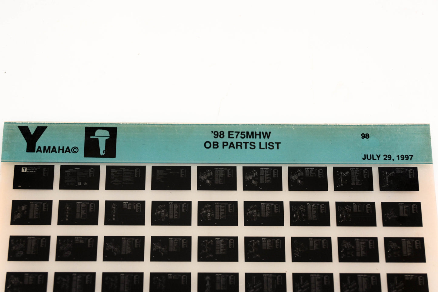 OEM Yamaha YN020-41 1998 E75MHW Outboard Parts List Microfiche