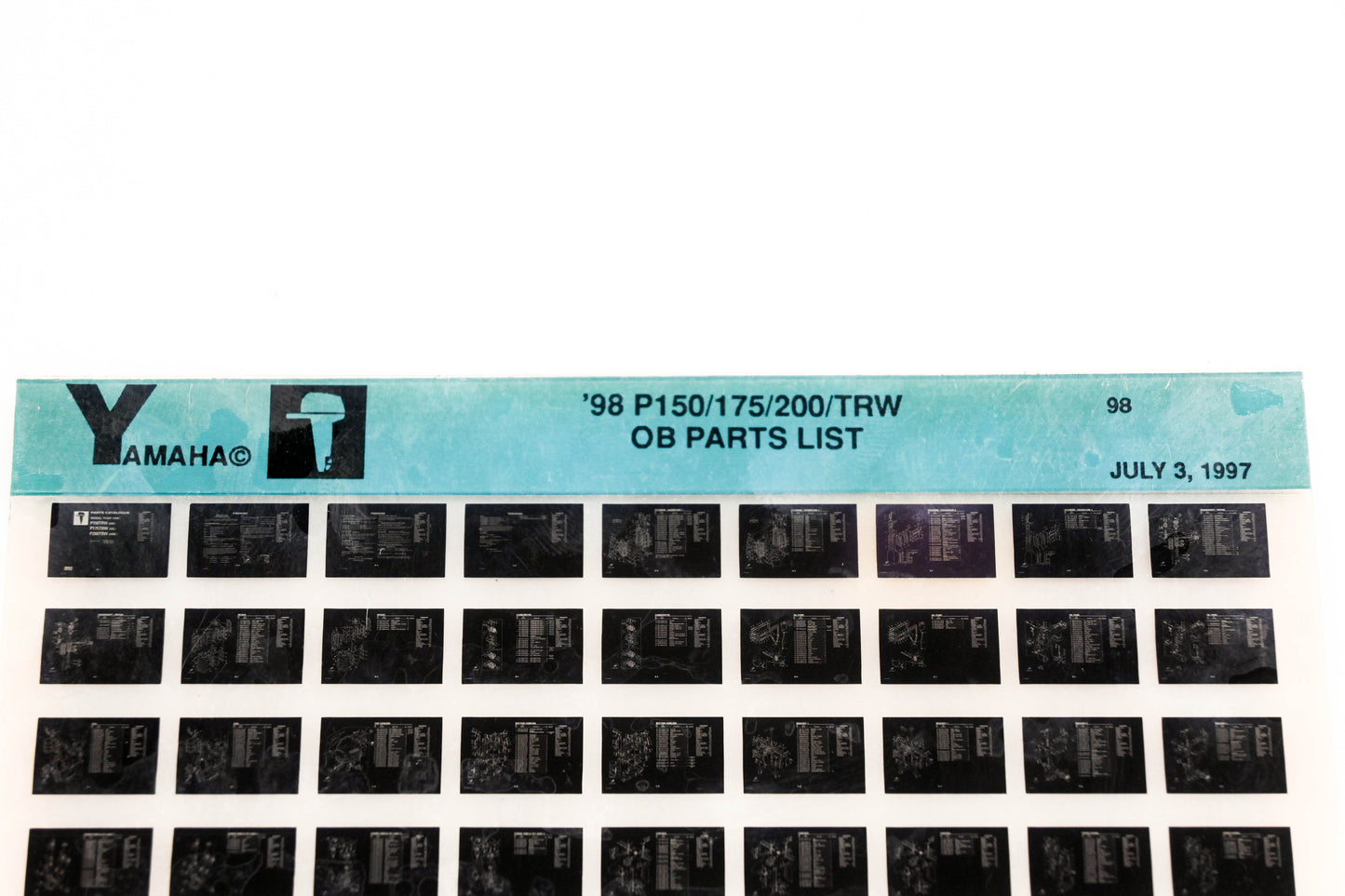 OEM Yamaha YN020-50 1998 P150/175/200TRW Outboard Parts List Microfiche