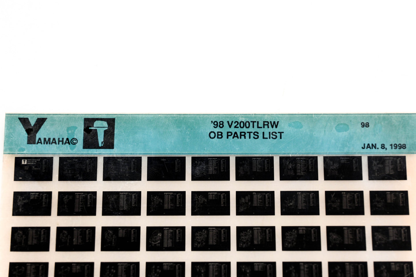 OEM Yamaha YN020-51 1998 V200TLRW Outboard Parts List Microfiche