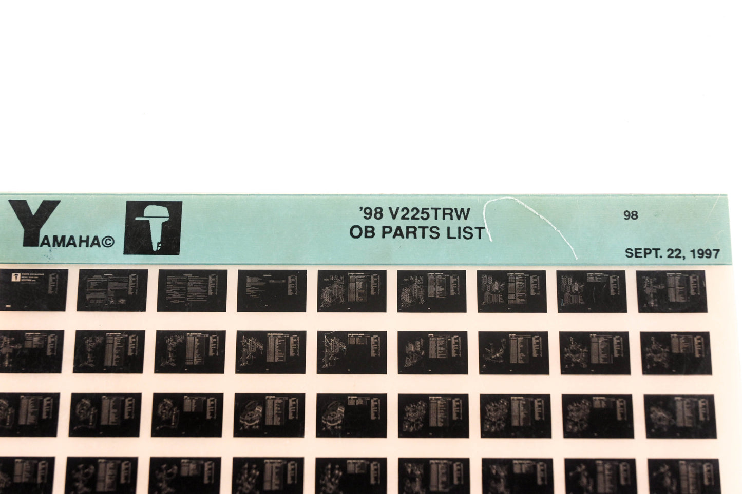 OEM Yamaha YN020-52 1998 V225TRW Outboard Parts List Microfiche