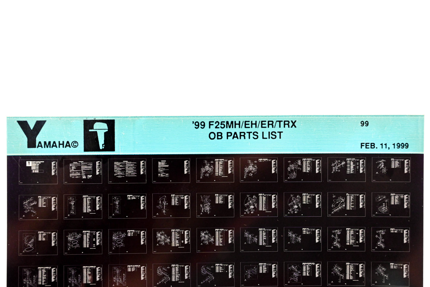 OEM Yamaha YN020-72 1999 F25MH/EH/ER/TRX Outboard Parts List Microfiche