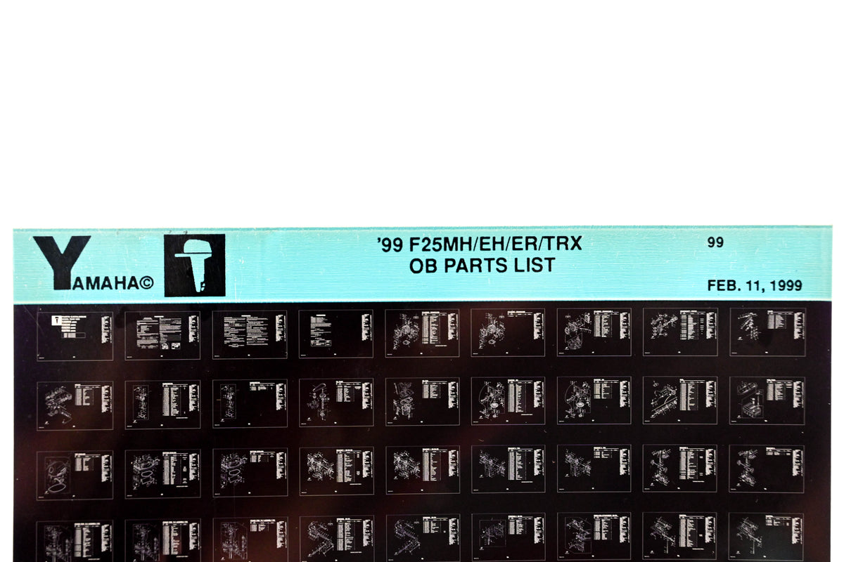 OEM Yamaha YN020-72 1999 F25MH/EH/ER/TRX Outboard Parts List Microfiche