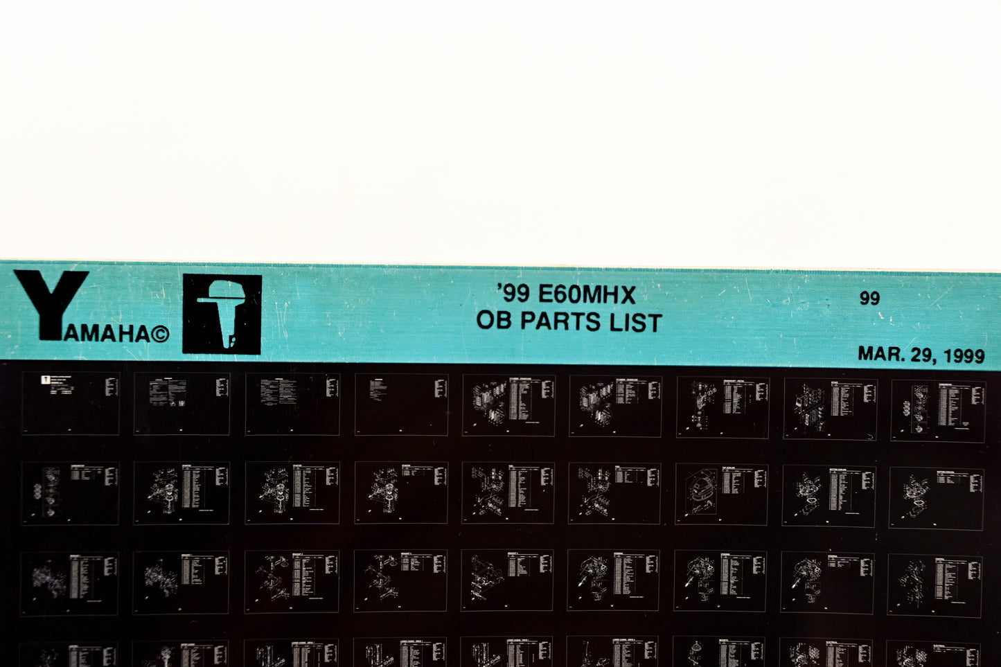 OEM Yamaha YR009-9 1999 E60MHX Outboard Parts List Microfiche