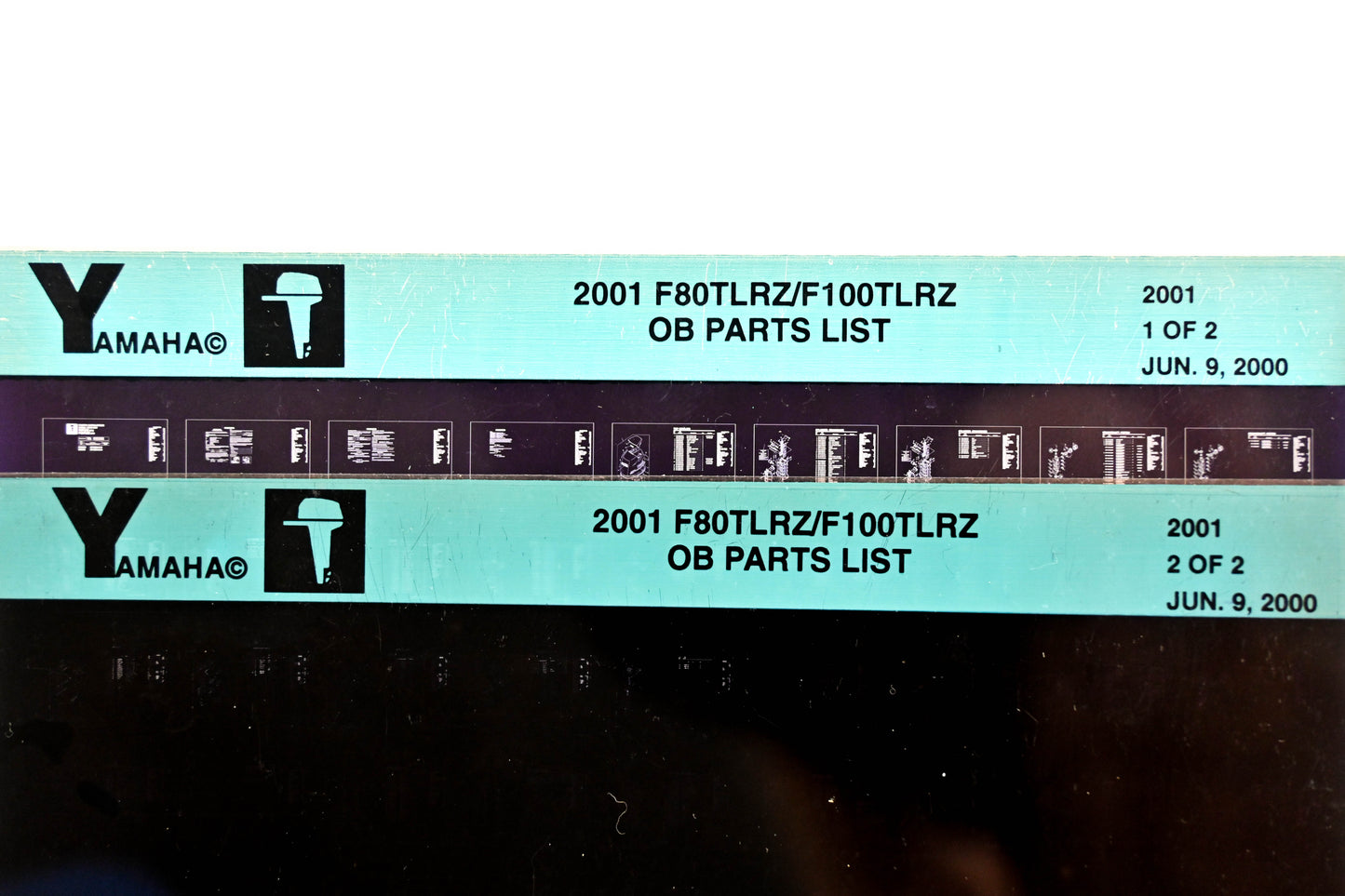 OEM Yamaha YR009-59 2001 F80TLRZ/F100TLRZ Outboard Parts List Microfiche Lot