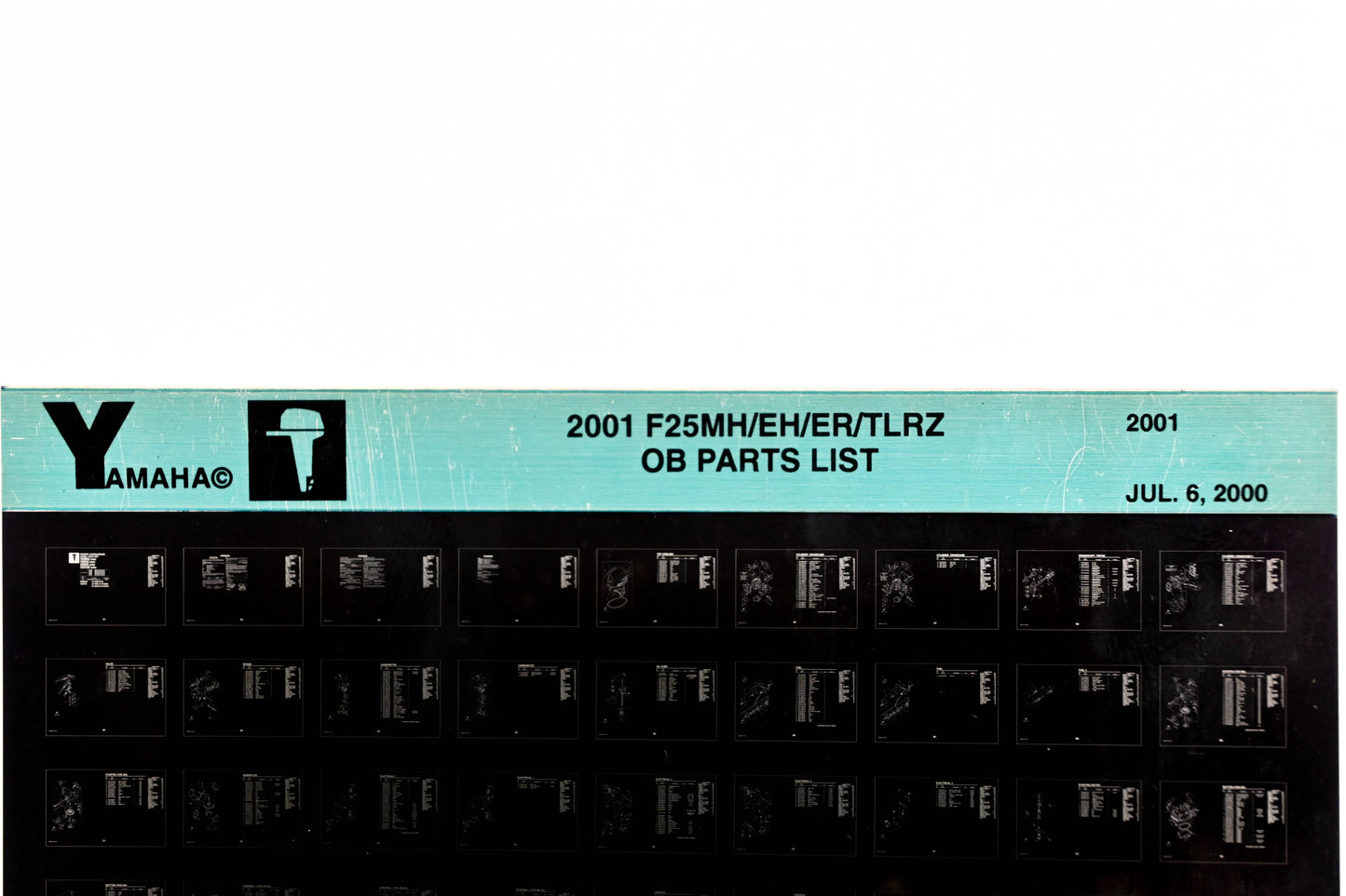 OEM Yamaha YR010-21 2001 F25MH/EH/ER/TLRZ Outboard Parts List Microfiche