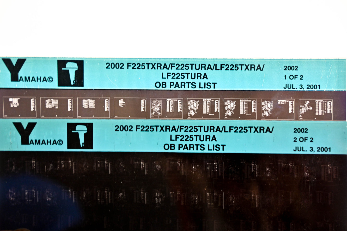 OEM Yamaha YR010-38 2002 F225TXRA/F225TURA/LF225TXRA/LF225TURA Parts List Microfiche Lot