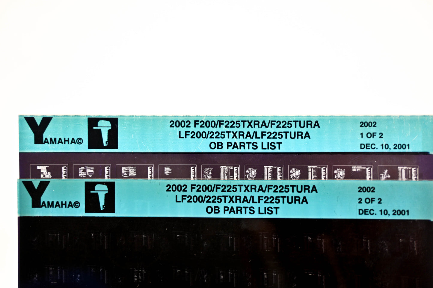 OEM Yamaha YR010-40 2002 F200/F225TXRA/F225TURA-LF200/225TXRA/LF225TURA Parts Microfiche Lot