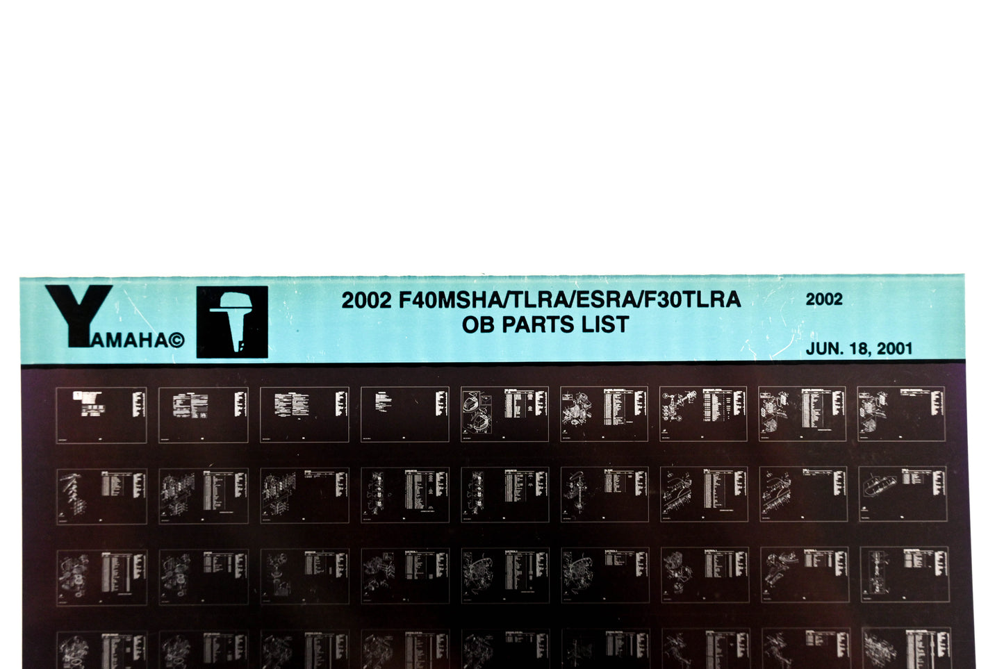 OEM Yamaha YR010-63 2002 F40MSHA/TLRA/ESRA/F30TLRA Parts List Microfiche
