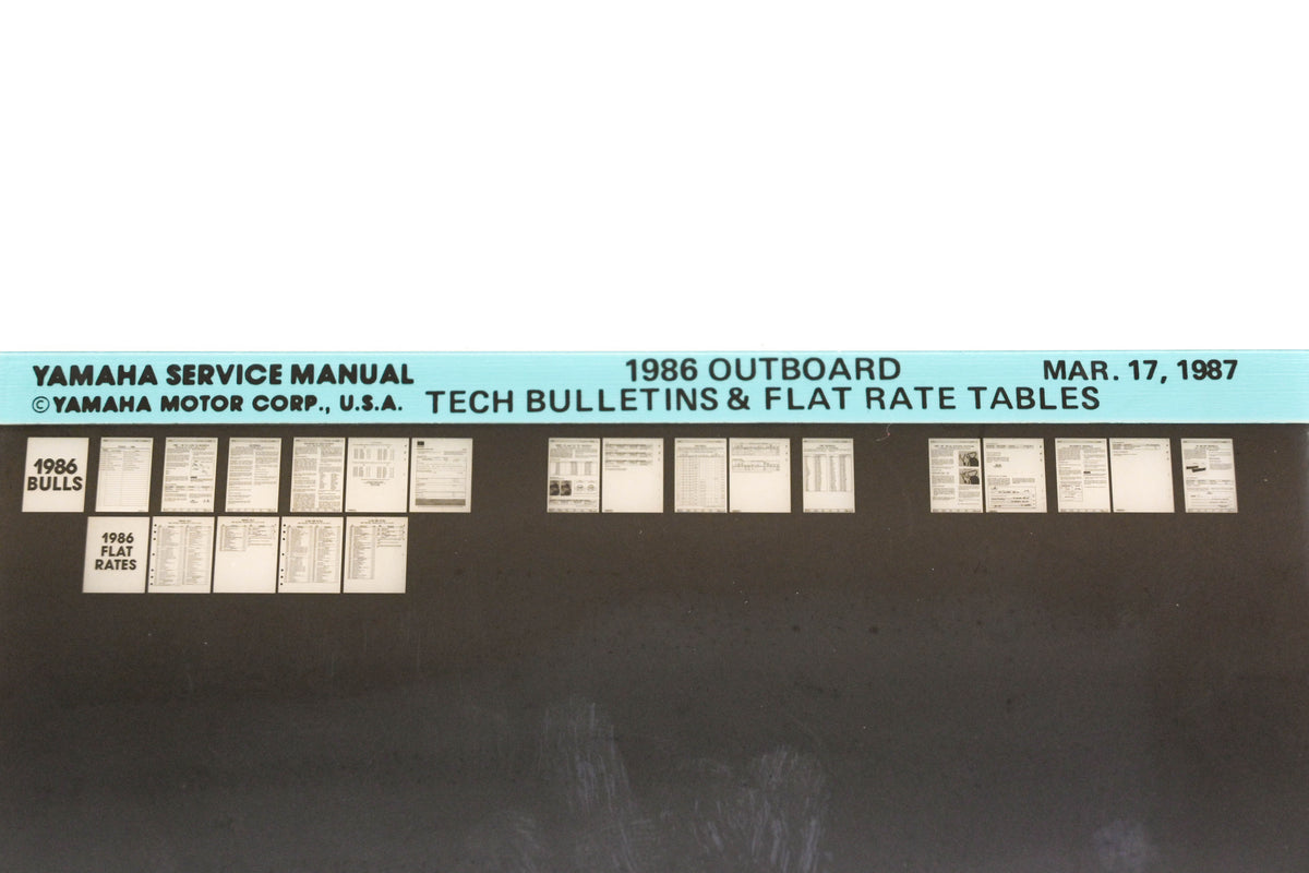 OEM Yamaha XM005-57 1986 Outboard Tech Bulletins & Flat Rate Table Microfiche