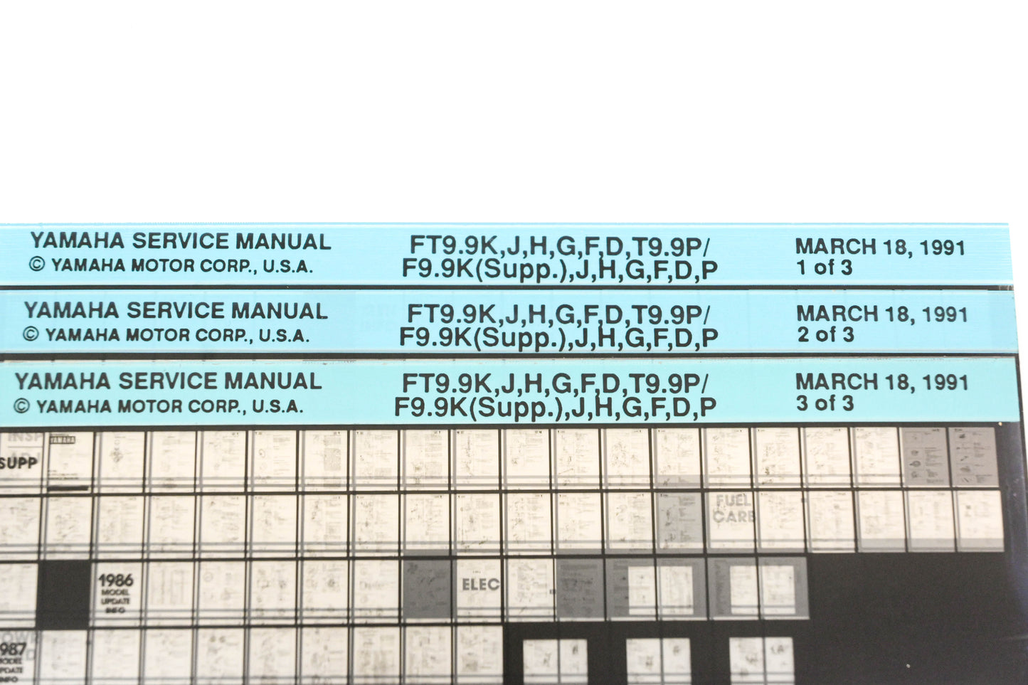 OEM Yamaha XM006-42 FT9.9K,J,H,G,F,D, T9.9P/F9.9K Supplemental, J,H,G,F,D, P Manual Microfiche Lot