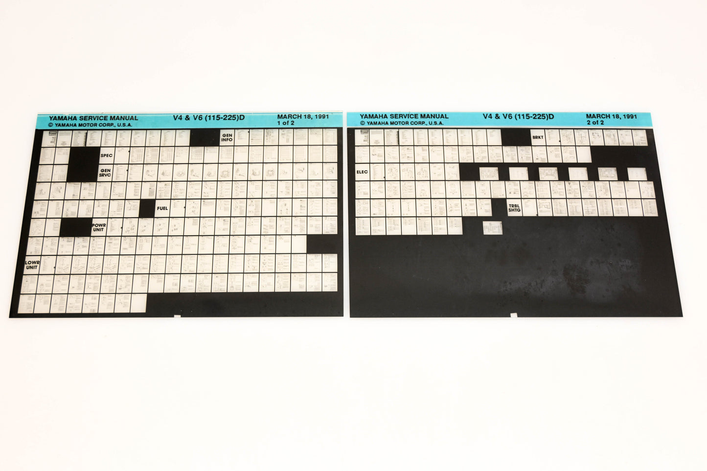 OEM Yamaha XM007-33 1991 V4 &V6(115-225)D Service Manual Microfiche Lot
