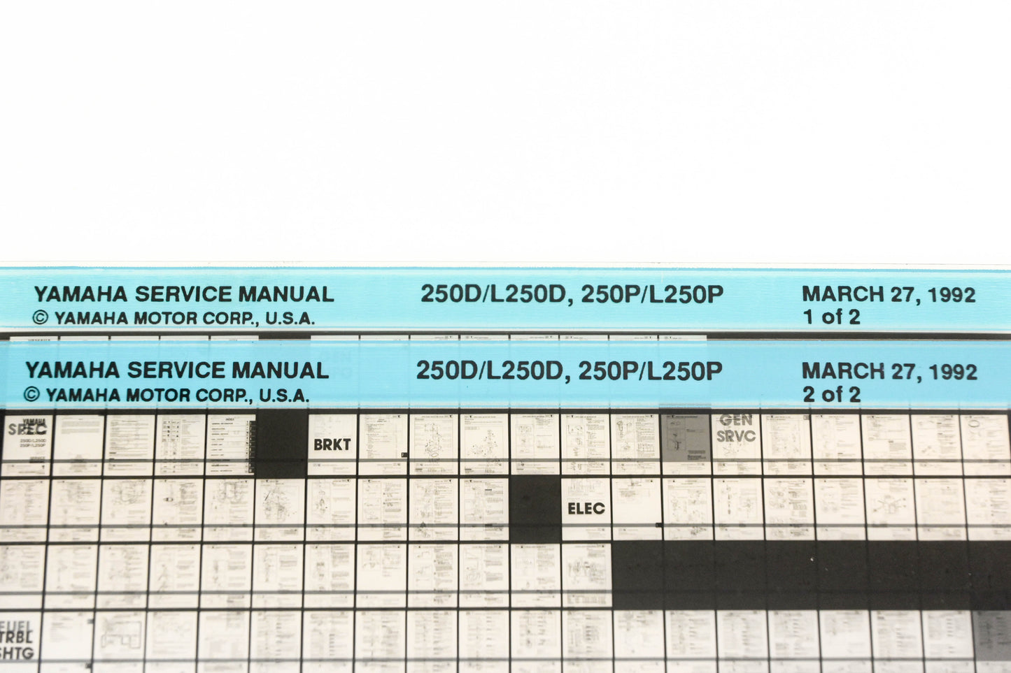 OEM Yamaha XM007-43 1992 250D/L250D, 250P/L250P Service Manual Microfiche Lot