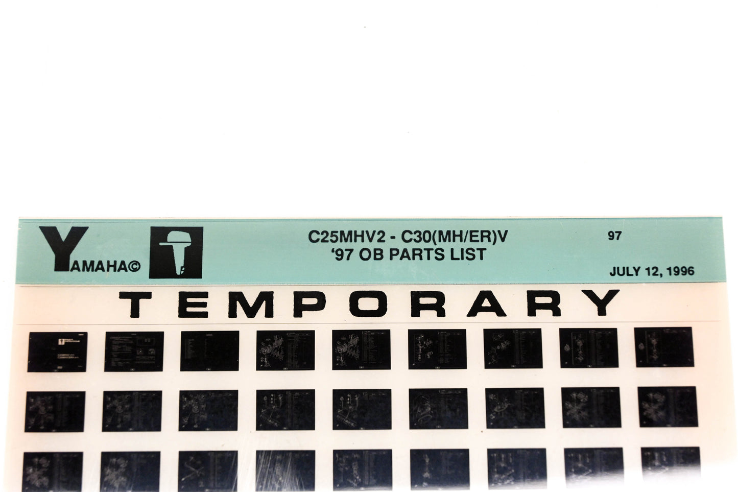 OEM Yamaha XM007-74 1997 C25MHV2-C30(MH/ER)V Temp Parts List Microfiche