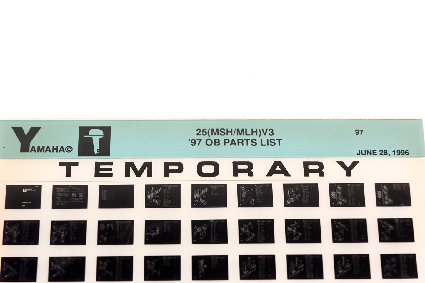 OEM Yamaha XM007-75 1997 25(MSH/MLH)V3 Outboard Temp Parts List Microfiche