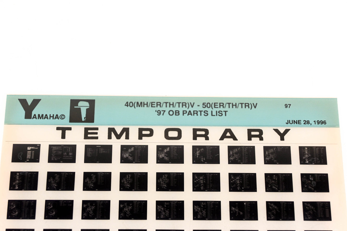 OEM Yamaha XM007-77 40(MHER/TH/TR)V-50(ER/TH/TR)V Temp Parts List Microfiche