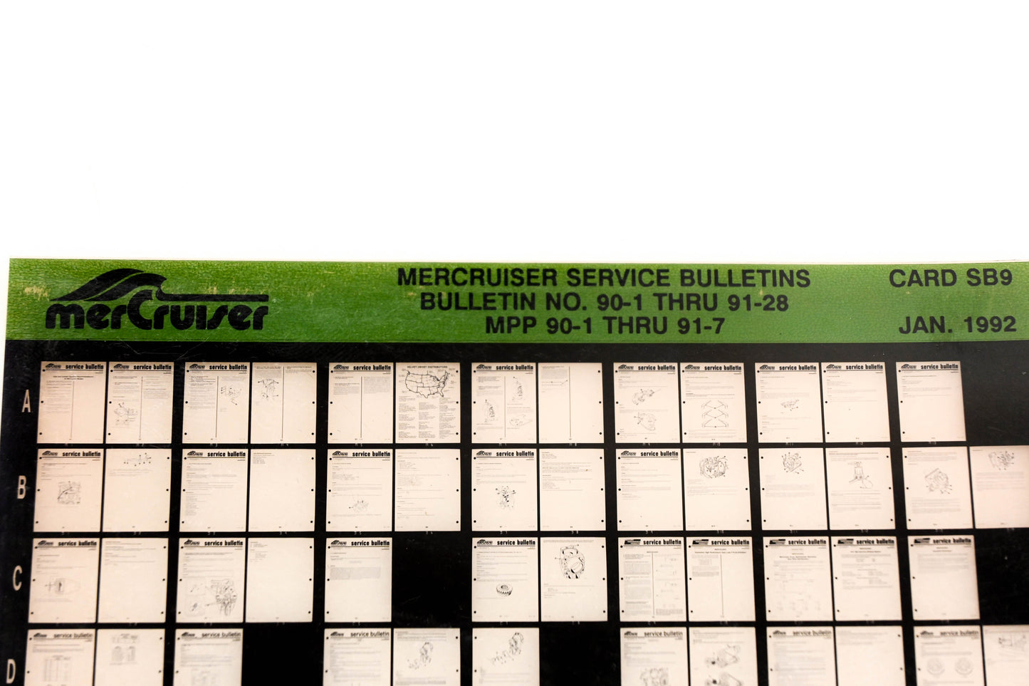 Mercruiser XM008-63 Bulletins No.90-1 Thru 91-28 MPP 90-1 Thru 91-7 Card SB9 Microfiche