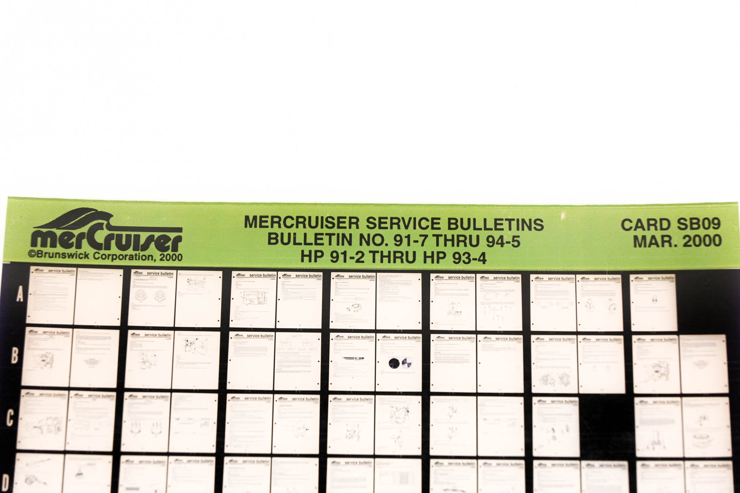 Mercruiser XM008-64 Bulletins No.91-7 Thru 94-5 HP 91-2 Thru HP 93-4 Card SB09 Microfiche