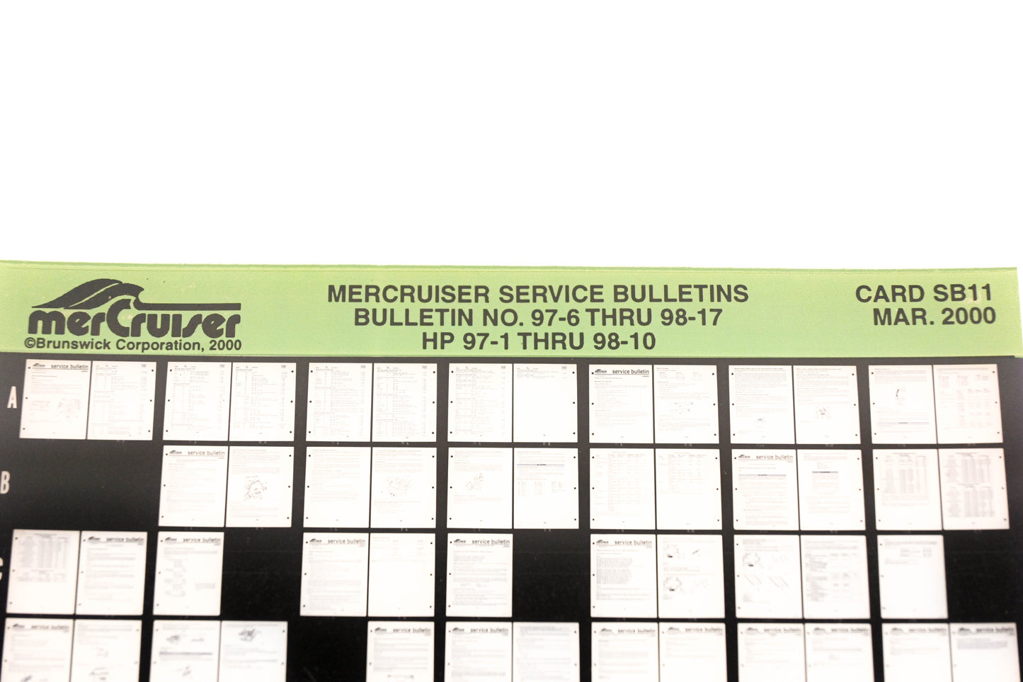 Mercruiser XM008-68 Bulletins No.97-6 Thru 98-17 HP 97-1 Thru 98-10 Card SB11 Microfiche