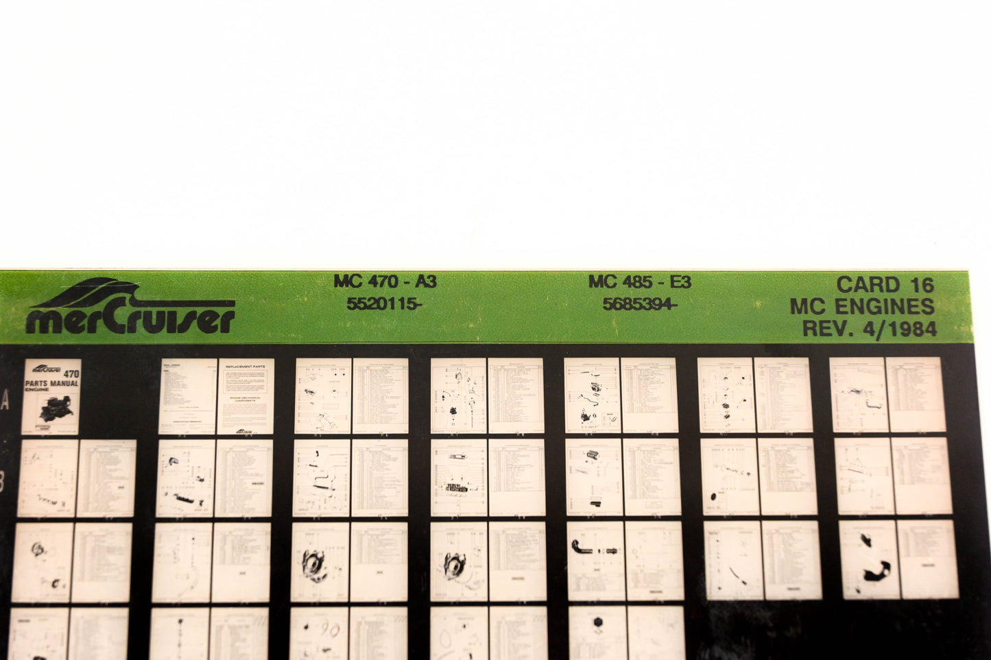 Mercruiser XM011-23 MC Engines 470-A3, 485-E3, 5520115-, 5685394- Card 16 Microfiche