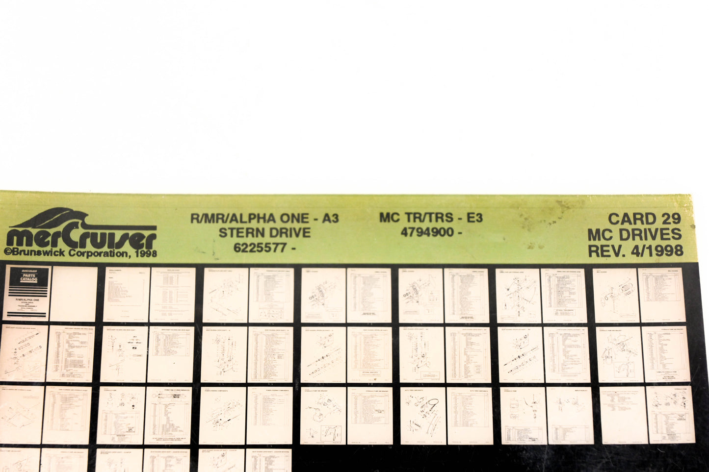 Mercruiser XM011-36 MC R/MR/Alpha One-A3, TR/TRS-E3, 6225577-, 4794900 Card 29 Microfiche