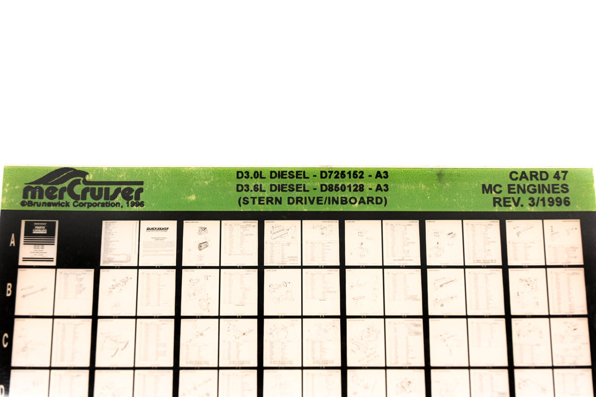 Mercruiser XM011-55 D3.0L Diesel, 3.6L Diesel Stern Drive Inboard Card 47 Microfiche