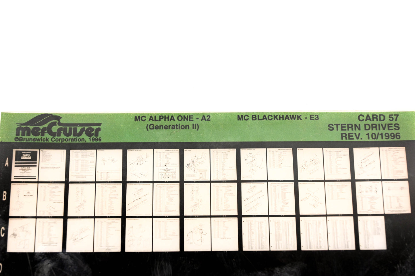 Mercruiser XM011-65 MC Engines Alpha One-A2 Gen II, Blackhawk-E3 Card 57 Microfiche