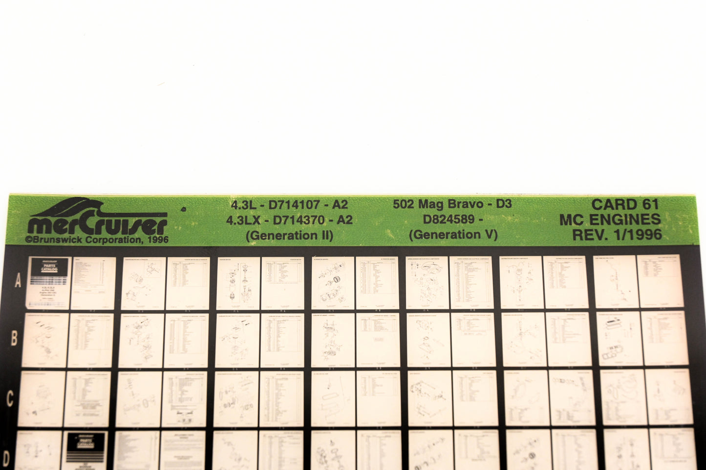 Mercruiser XY019-12 MC Engines 4.3L, 4.3LX, 502 Magnum Bravo Card 61 Microfiche