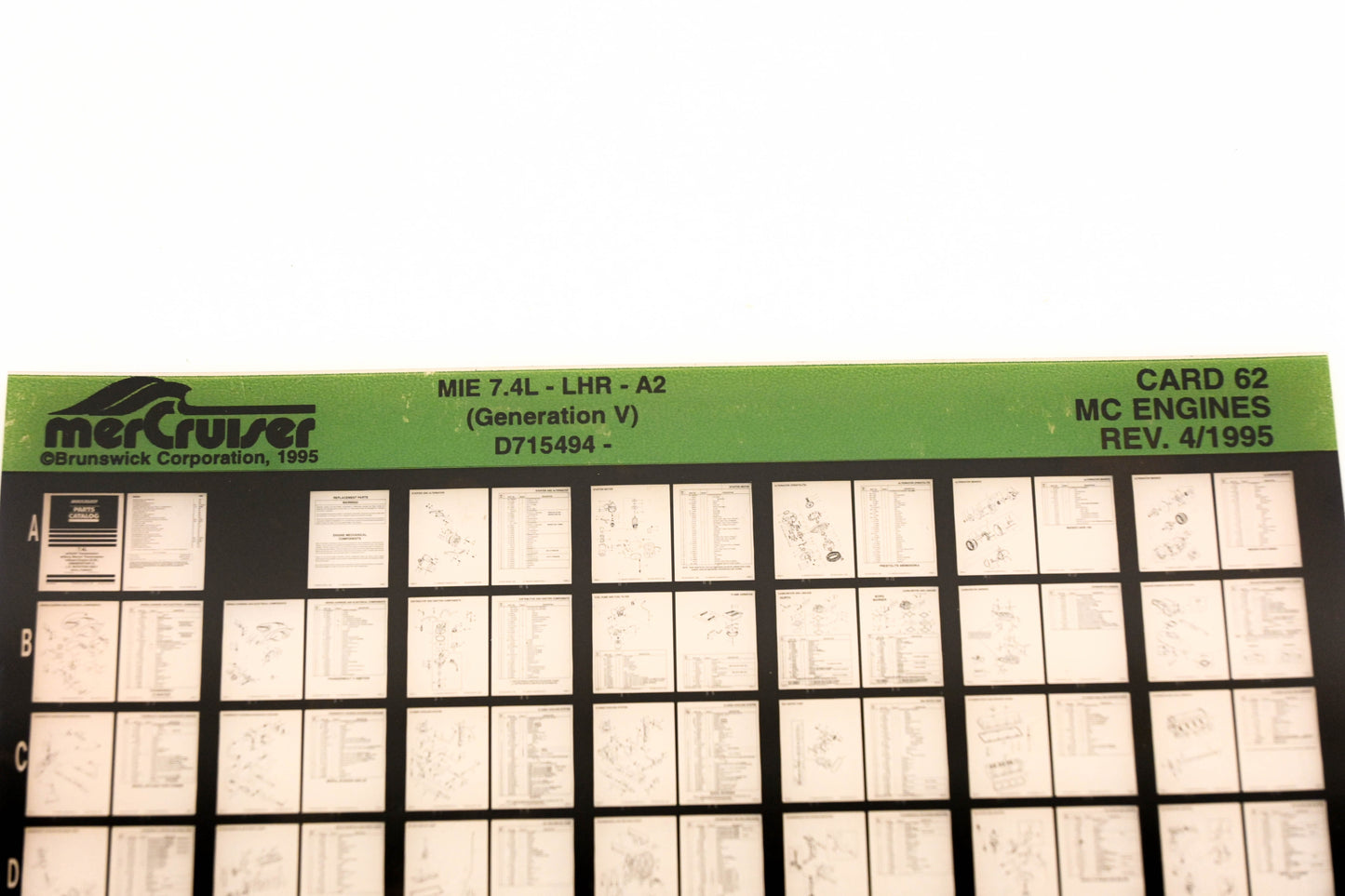 Mercruiser XY019-13 MC Engines MIE 7.4L-LHR-A2, D715494 Card 62 Microfiche