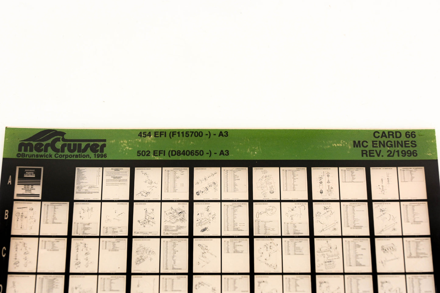 Mercruiser XY019-17 MC Engines 454 EFI(F115700-)-A3, 502 EFI(D840650-)-A3 Card 66 Microfiche