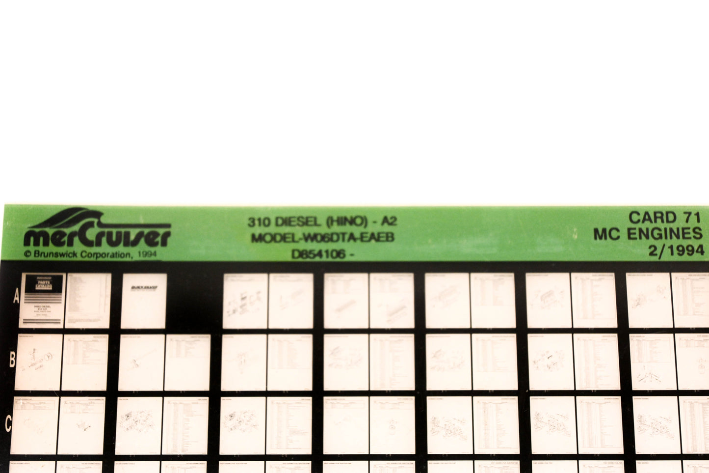 Mercruiser XY019-22 310 Diesel (HINO)-A2 MODEL-W06DTA-EAEB D854106 Card 71 Microfiche
