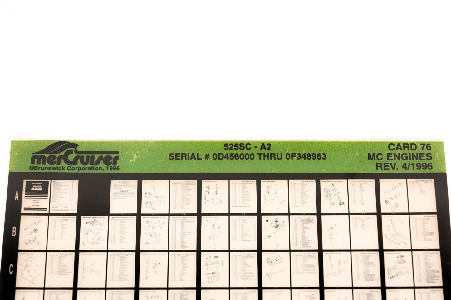 Mercruiser XY019-27 525SC-A2, 0D456000-0F348963 Card 76 Microfiche