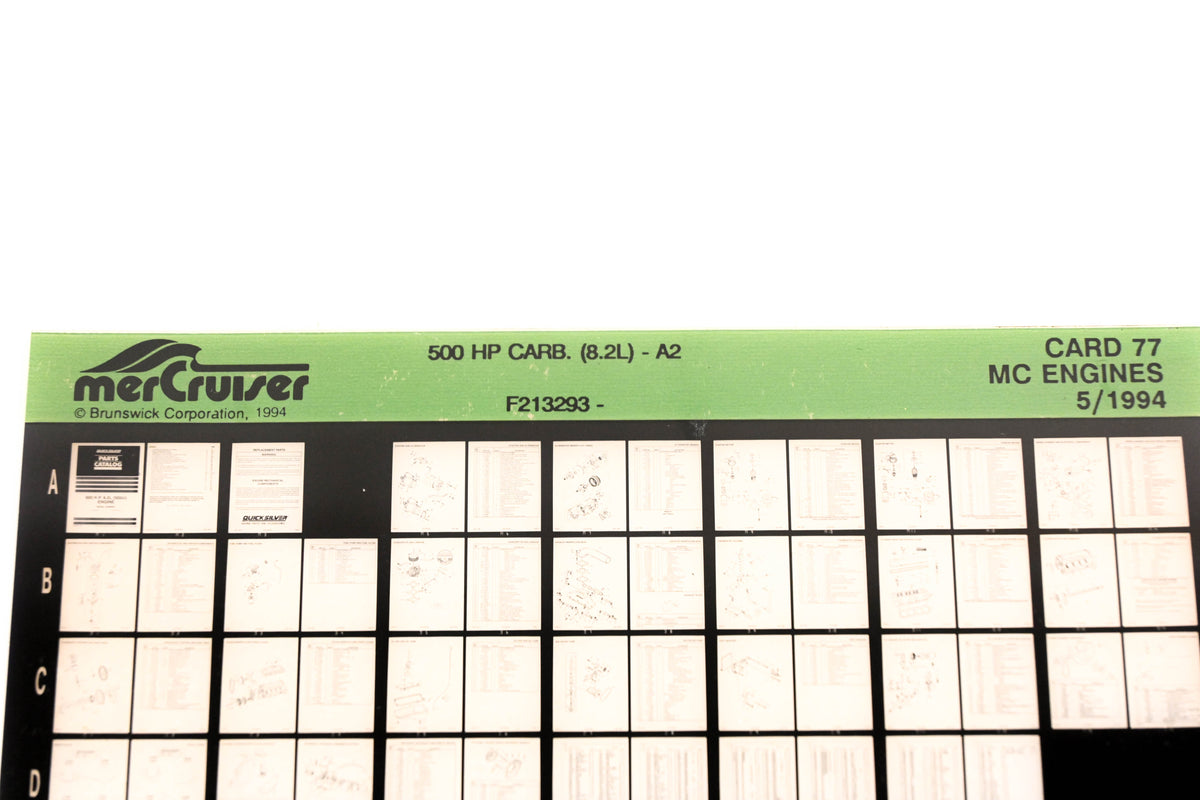 Mercruiser XY019-28 500HP Carb F213293 Card 77 Microfiche