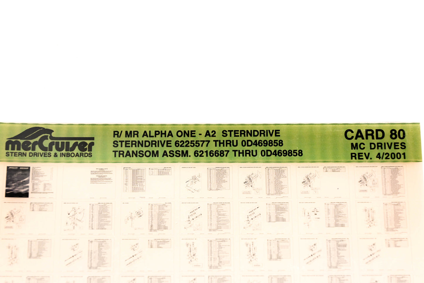 Mercruiser XY019-31 R/MR Alpha One-A2 6225577-0D469858, 6216687-0D469858 Card 80 Microfiche