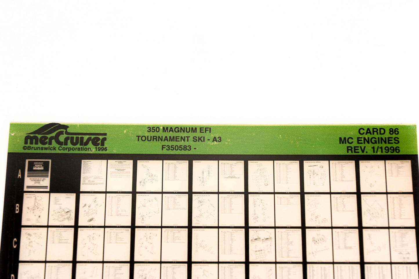 Mercruiser XY019-37 350 Magnum EFI Tournament SKI-A3 F350583- Card 86 Microfiche
