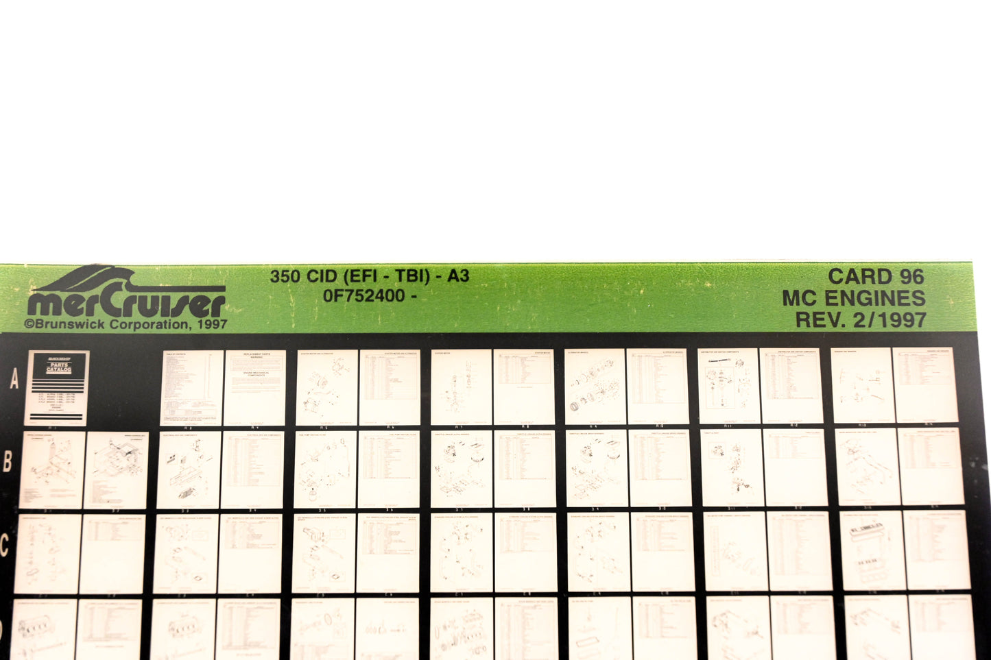 Mercruiser XY019-47 MC Engines 350 CID (EFI-TBI)-A3 0F752400 Card 96 Microfiche