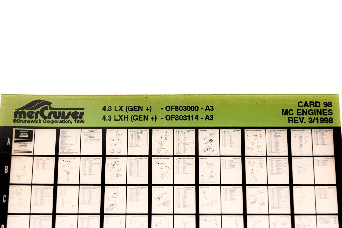 Mercruiser XY019-49 MC Engines 4.3LX/LXH OF803000, OF803114 A3 Card 98 Microfiche