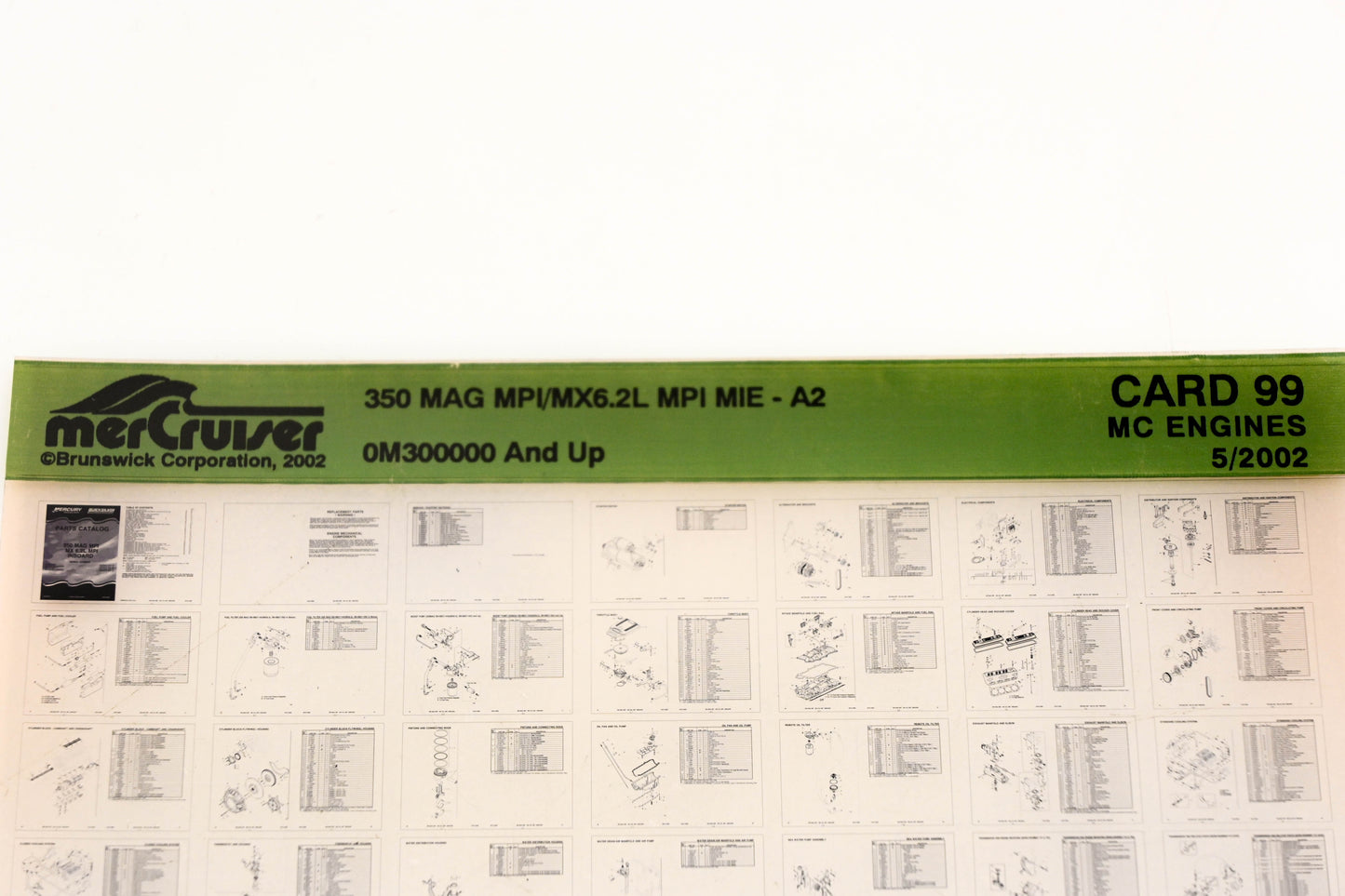 Mercruiser XY019-50 350 Magnum MPI/MX6.2L MPI MIE-A2 0M300000 Card 99 Microfiche