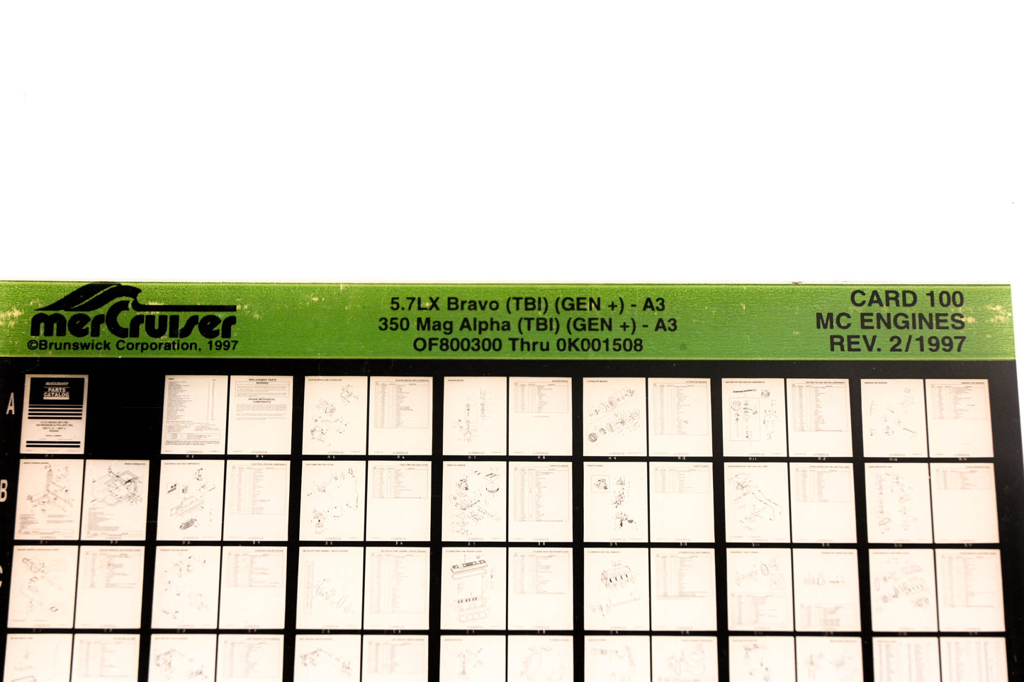Mercruiser XY019-51 5.7LX Bravo, 350 Magnum Alpha, OF800300 - 0K001508 Card 100 Microfiche