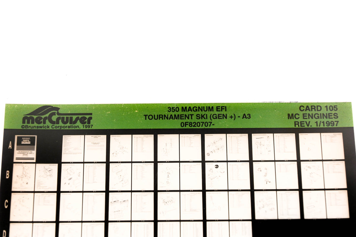 Mercruiser XY019-56 350 Magnum EFI Tournament Ski -A3 0F820707- Card 105 Microfiche