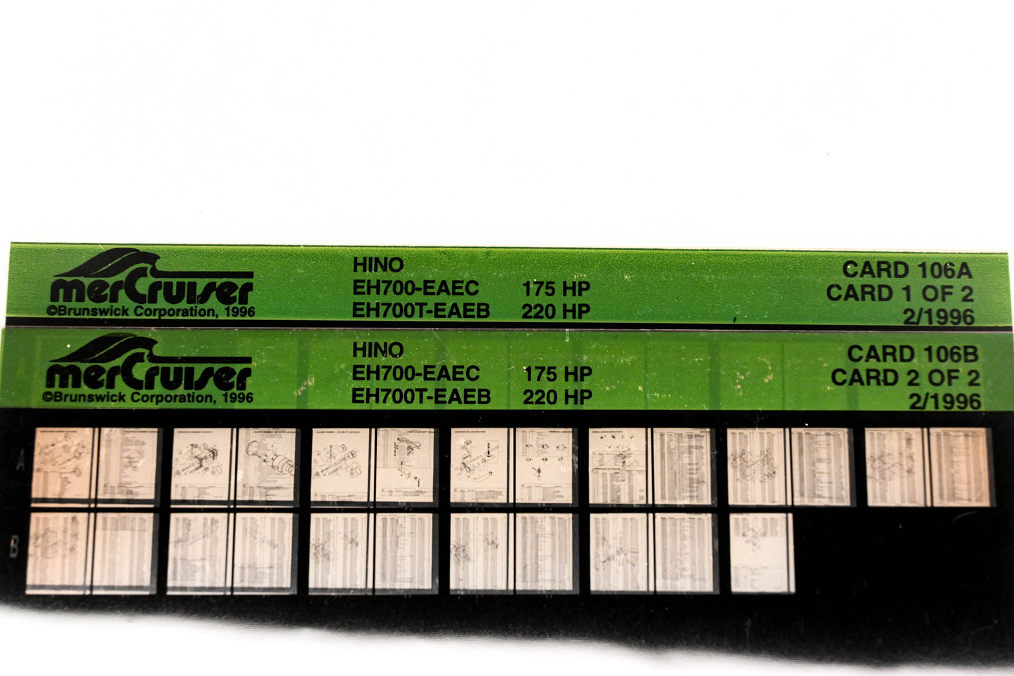 Mercruiser XY019-57 HINO EH700-EAEC 175HP EH700T-EAEB 220HP Card 106A/B Lot