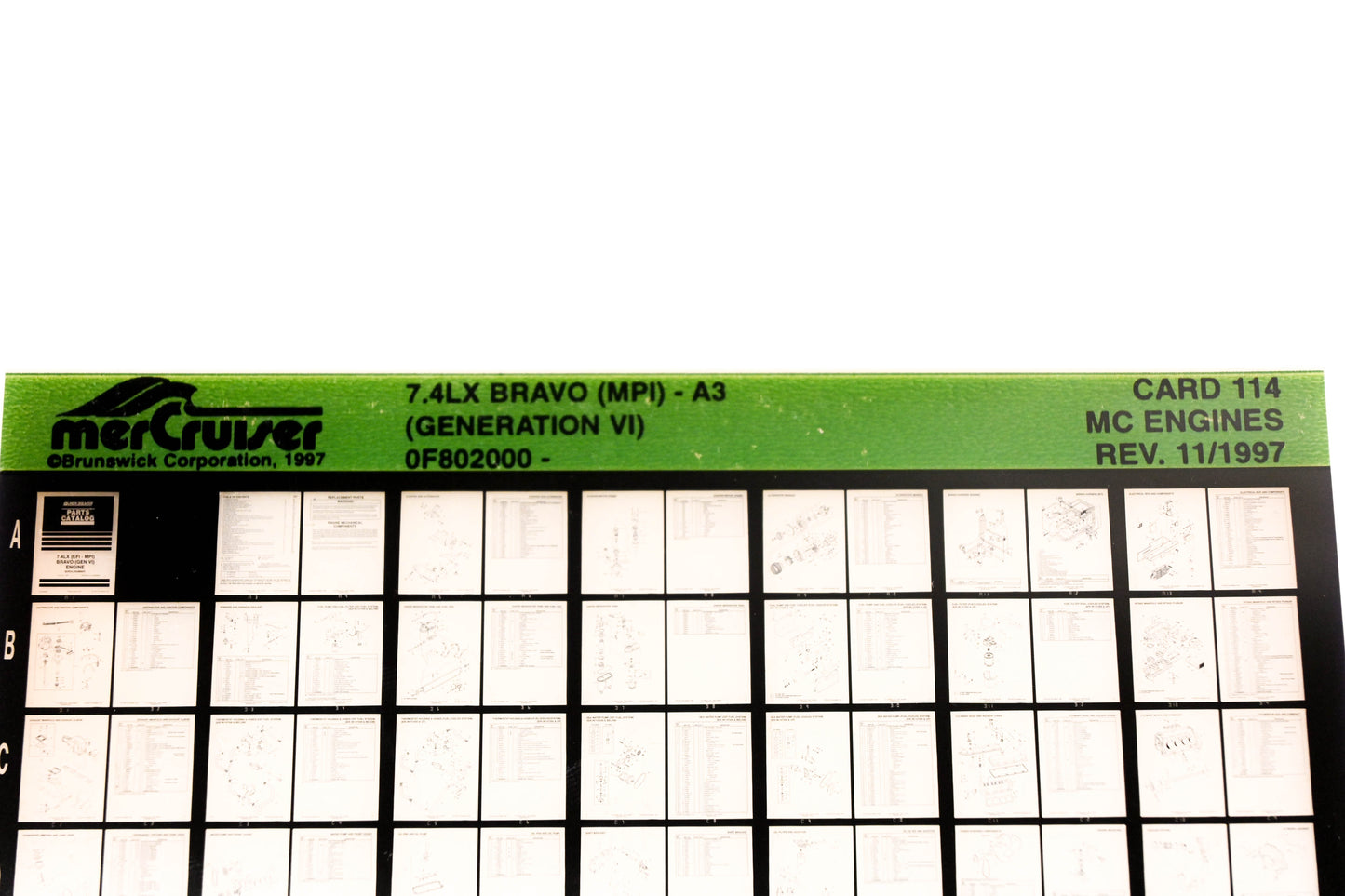 Mercruiser XY019-65 MC Engines 7.4LX Bravo (MPI)-A3 0F802000 Card 114 Microfiche